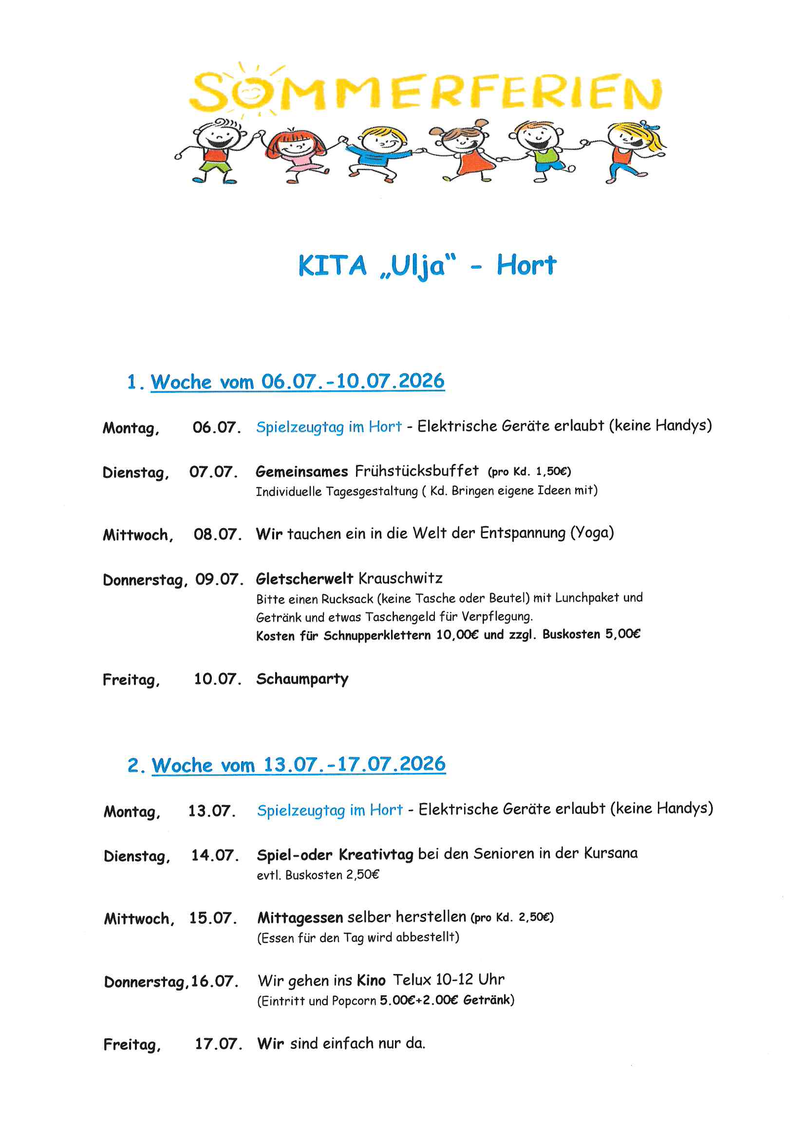 Ferienprogramm Sommer 2026
