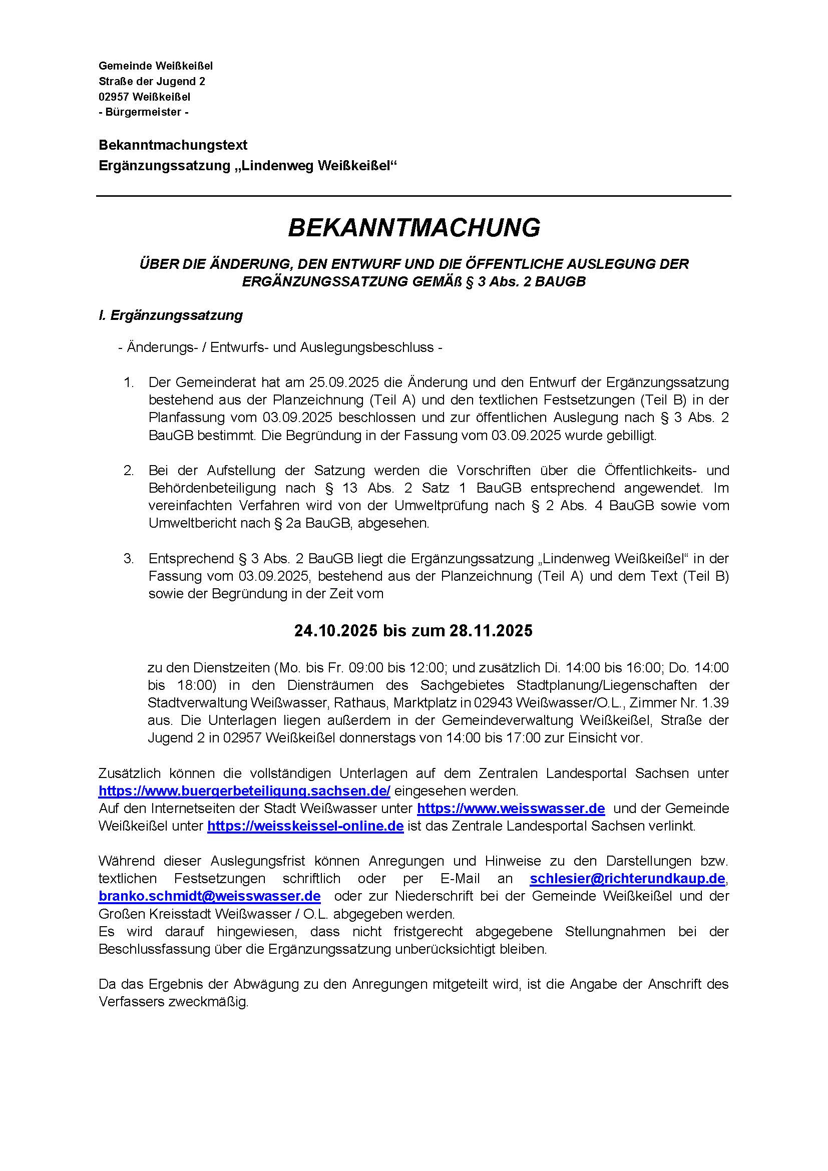 Bekanntmachung